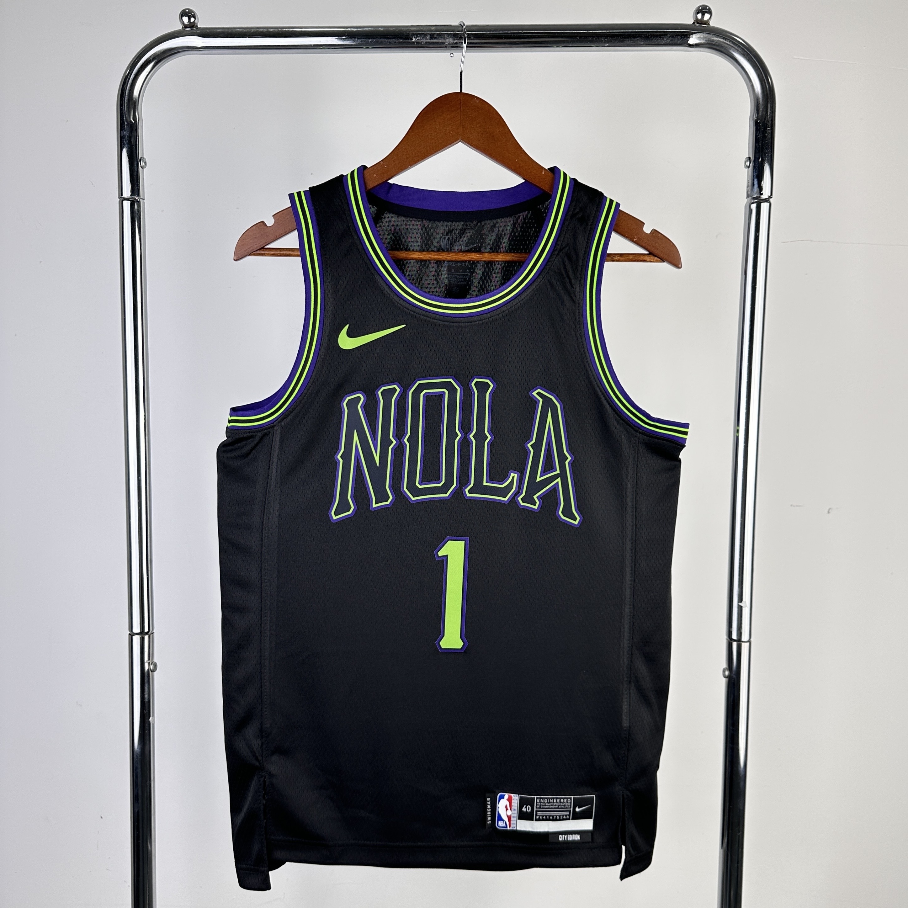 Men New Orleans Pelicans #1 Williamson black 2025 NBA jersey